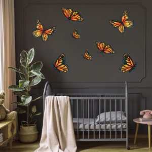 Monarch Butterfly Watercolor Wall Decal Kit - Butterfly Wall Decal by Chromantics