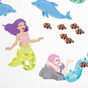 Mermaid Wall Decal Kit - Sealife, Fish and Dolphin Wall Decal by Chromantics