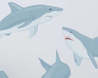 Shark Wall Decal Kit - Realistic Shark Wall Decal by Chromantics