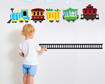 Choo Choo Train Wall Decal Kit - Colorful Train with Tracks Wall Decal Kit by Chromantics