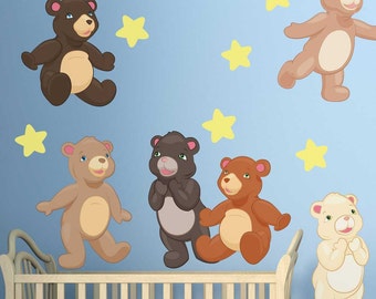 Teddy Bear Wall Decal Kit - Nursery Animal Wall Decal by Chromantics