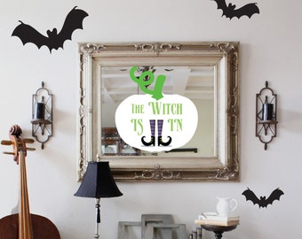 Witch Themed Halloween Signs Wall Decal Kit - Halloween Wall Decal by Chromantics