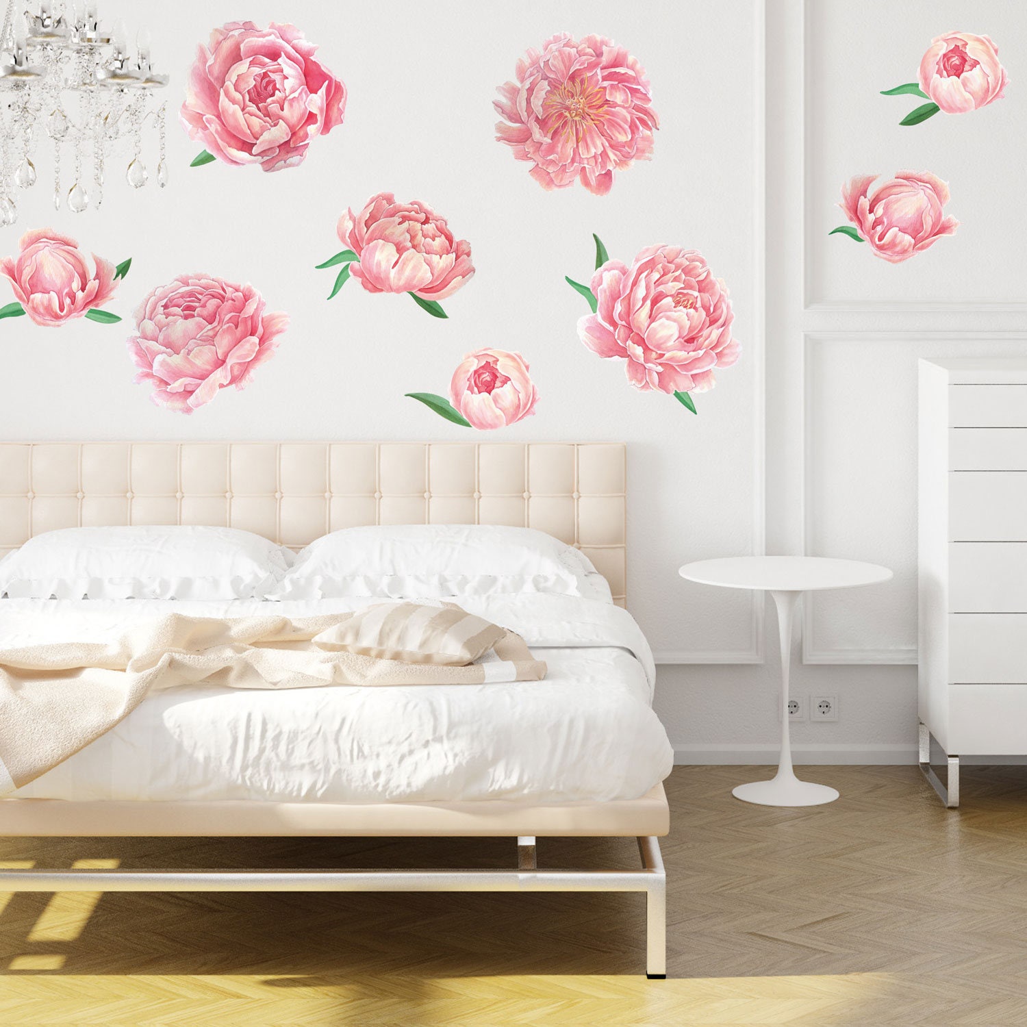 Pretty Pink Peonies Watercolor Wall Decal Kit - Flower Wall Decal by ...