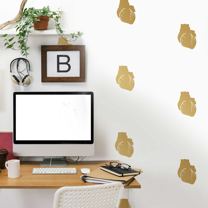Heart of Gold Decal Set Gold Kiss Cut Anatomical Heart Decal by Chromantics