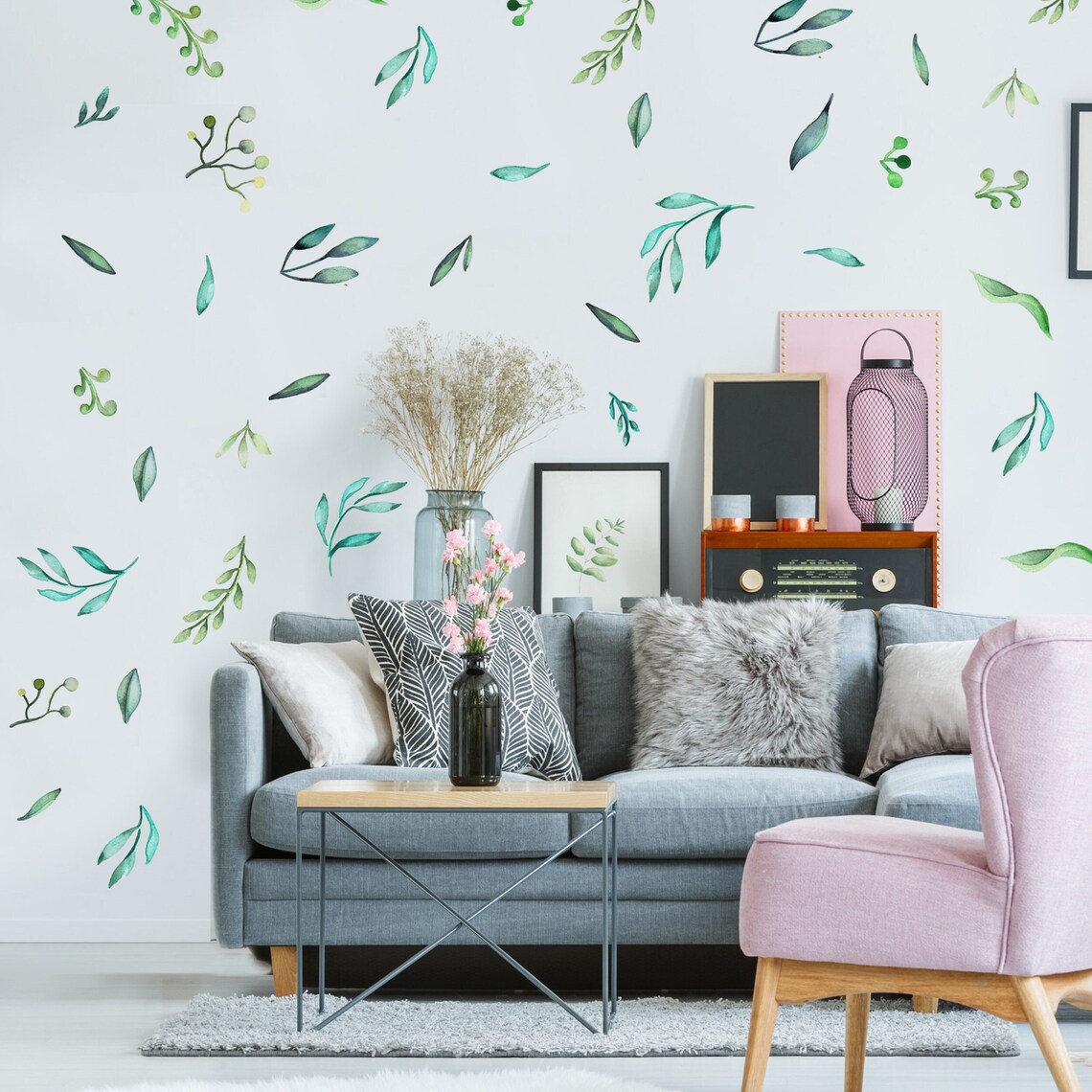 Watercolor Leaves Wall Decal Set Nature Decal by Etsy