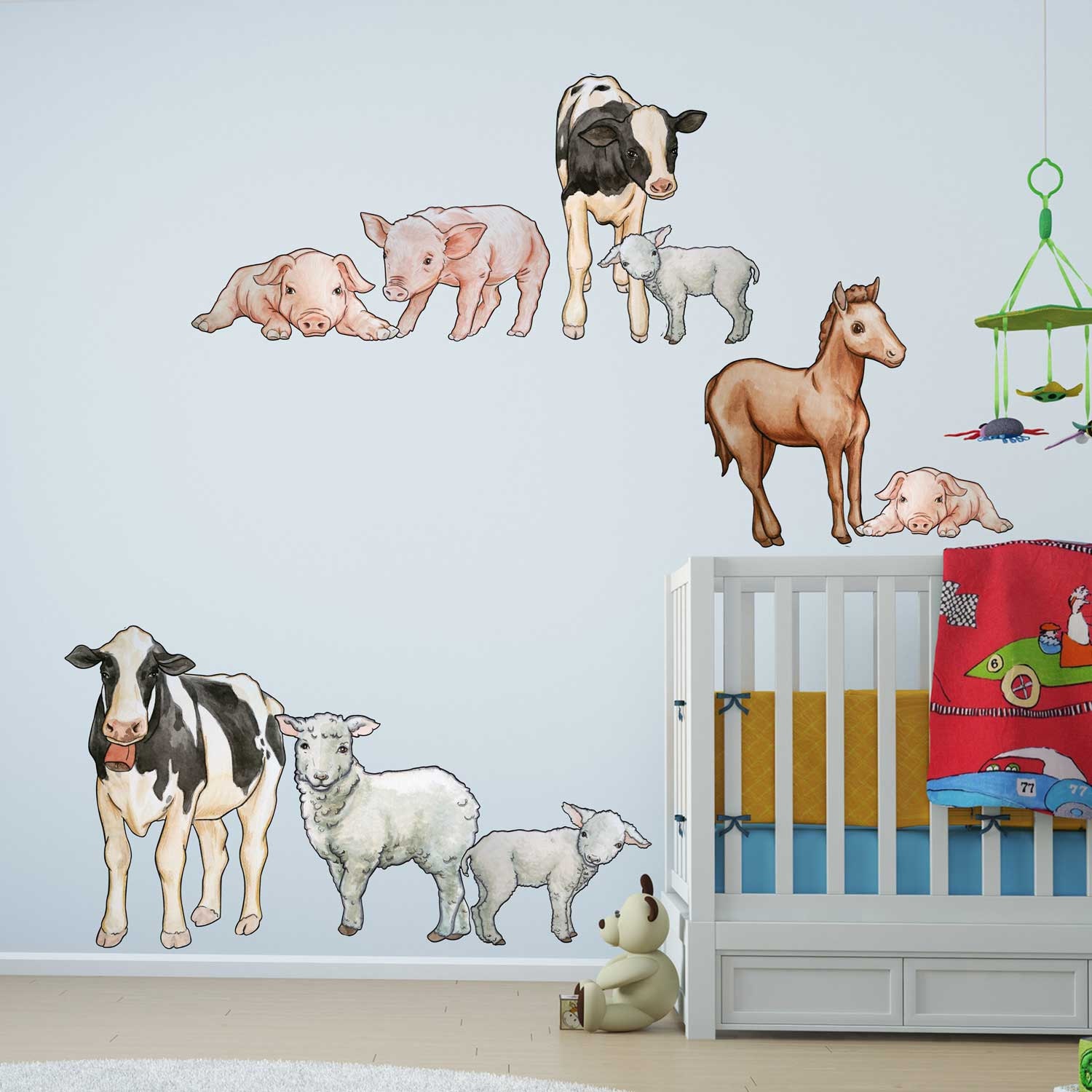 Illustrated Farm Animals Wall Decal Kit Cow Pig and Sheep Etsy Australia
