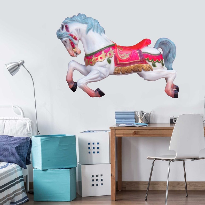 Parisian Carousel Horse Wall Decal Merry Go Round Decal Etsy
