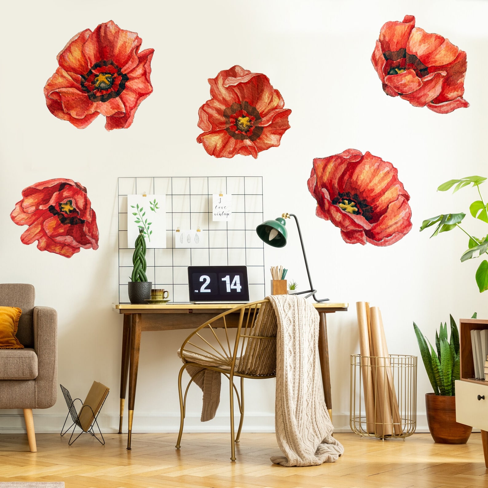 Wild Poppies Watercolor Wall Decal Kit - Flower Wall Decal by ...