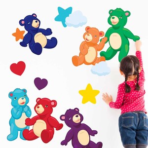 Rainbow Bears Wall Decal Kit - Colorful Bear Wall Decal by Chromantics