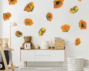 Impressionist Sunflower Wall Decal Kit - Flower Wall Decal by Chromantics