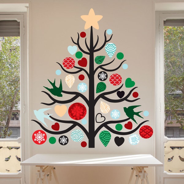 Christmas Tree Wall Decal Kit - Create your Own Xmas Tree Decor,  Christmas Wall Decal Kit by Chromantics