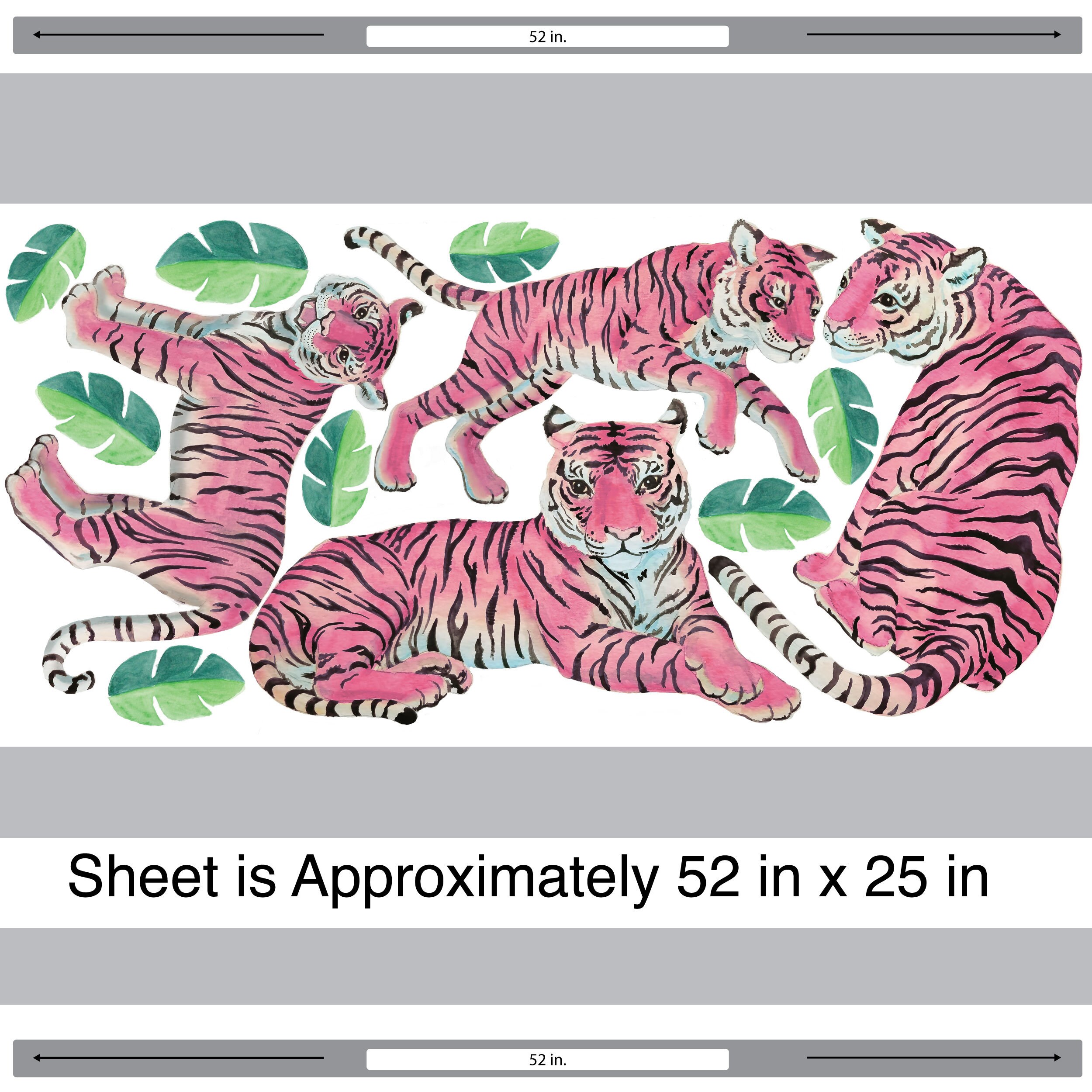 Exotic Tiger Watercolor Wall Decal Sticker Set- Jungle Theme Nursery ...