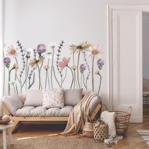 Spring Wild Flowers Watercolor Wall Decal Kit - Flower Wall Decal - Reusable Wall Decal by Chromantics