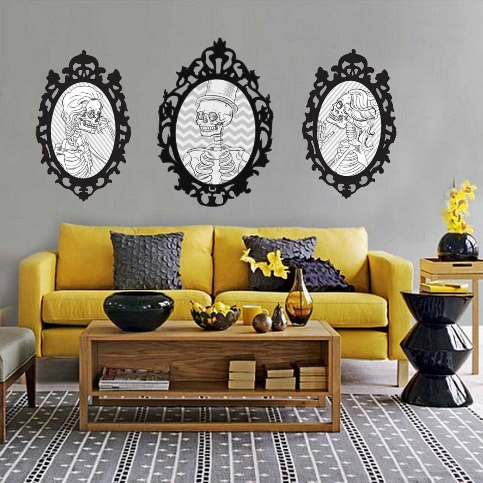 Ornate Victorian Skeleton Wall Decal Kit Halloween Skeleton Etsy