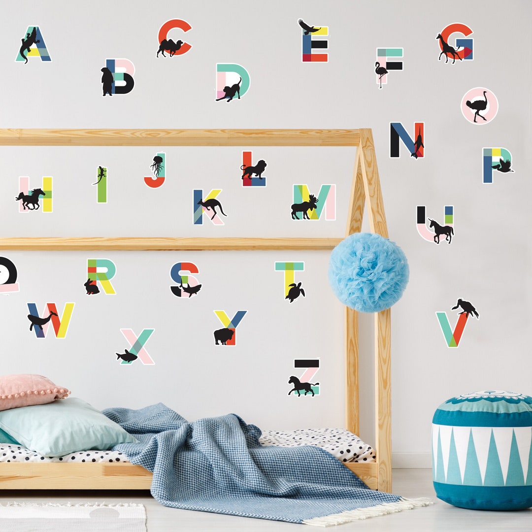 Alphabet and Animal Wall Decal Kit - Educational ABC Wall Decal Kit by ...