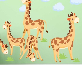 Giraffes Wall Decal Kit - Nursery Animals Wall Decal by Chromantics