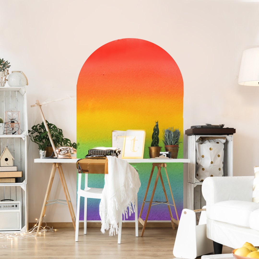 Watercolor Rainbow Arch Wall Mural - Create Your Own Painted Ombre ...