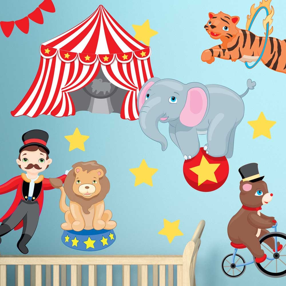 Big Top Circus Wall Decal Kit Carnival Animals Wall Decal by Etsy
