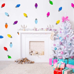 Christmas Lights Wall Decal Kit -  Multi Colored Christmas Light Decor, Xmas Wall Decal Kit by Chromantics