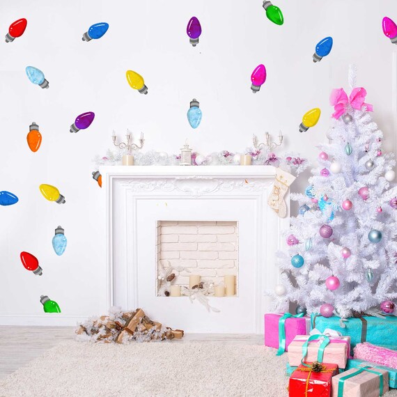 Christmas Lights Wall Decal Kit Mukti Colored Christmas Light Decor Xmas Wall Decal Kit By Chromantics