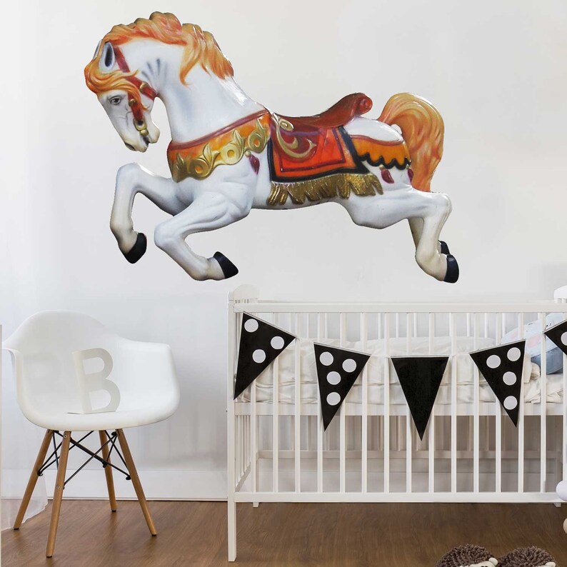 Parisian Carousel Horse Wall Decal Merry Go Round Decal Etsy