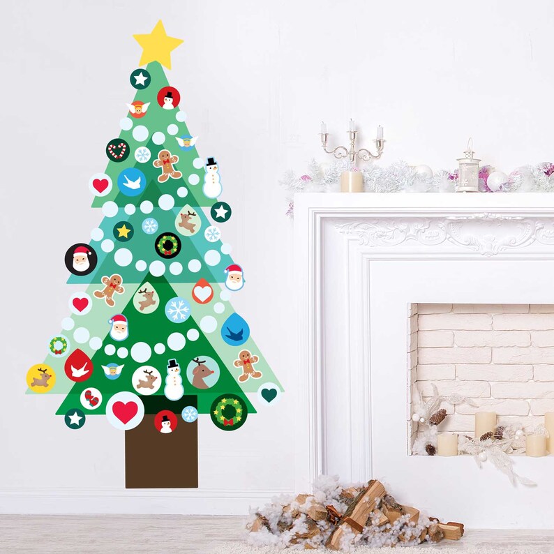 Decorate Your Own Christmas Tree Wall Decal Kit Christmas Activity Game Wall Decal Kit for Kids by Chromantics image 1