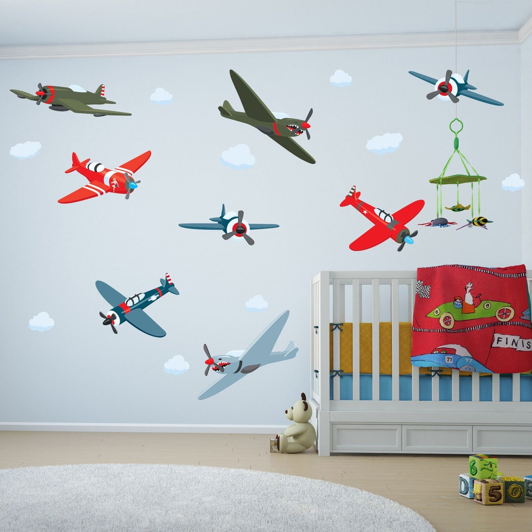 Vintage Airplane Wall Decal Kit Airplane Wall Decal by Chromantics