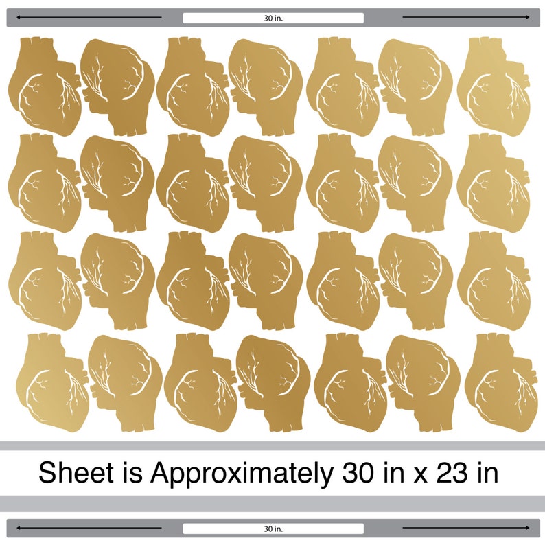 Heart of Gold Decal Set Gold Kiss Cut Anatomical Heart Decal by Chromantics