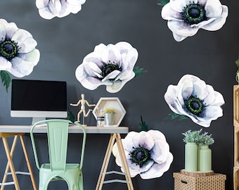 Anemone Watercolor Wall Decal Kit - Windflower Wall Decal by Chromantics