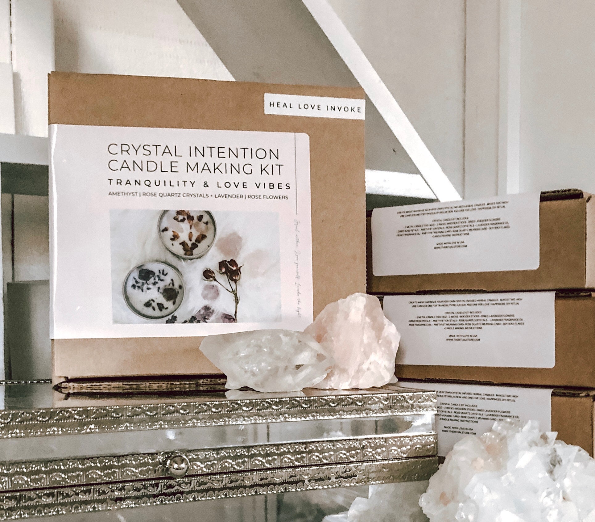 DIY Craft Candle making kit crystal intention herbal amethyst Etsy