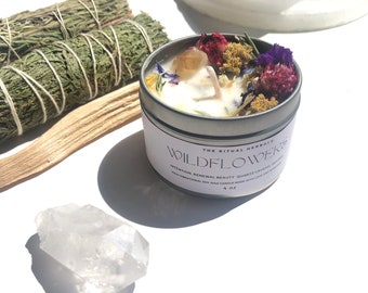 Wildflowers Botanical Candle | Floral candle | Bestseller | Rose | Dried florals | soy wax | clean scents | Gift for her | gift for mom