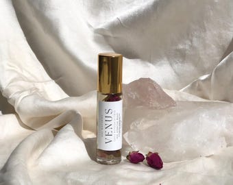 Venus Organic Roll-On Perfume Oil | Feminine Love Alchemy Rose Quartz & Essential Oils | Love Potion Aphrodisiac perfume| Goddess Elixir