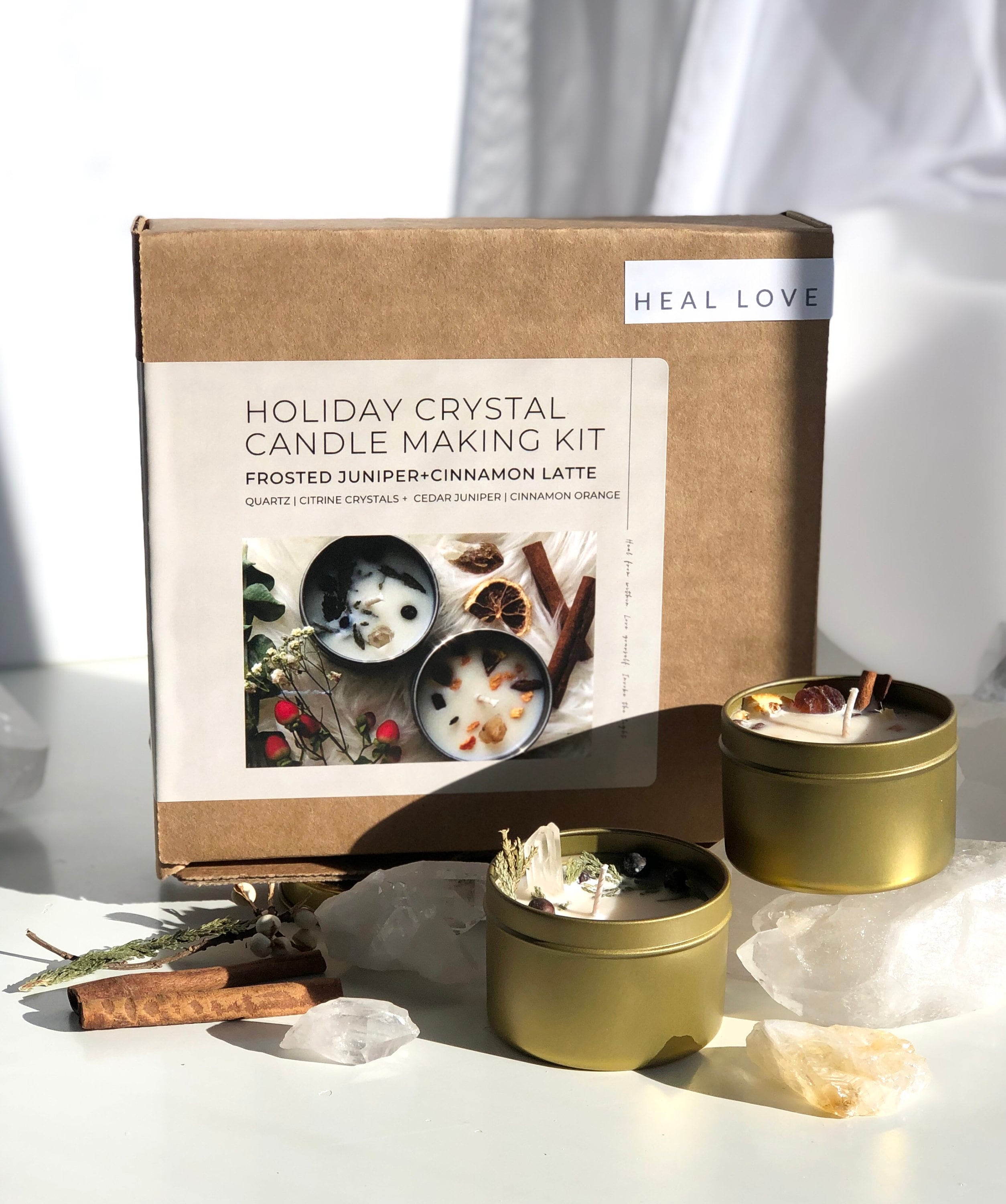 DIY Holiday Candle Kit Crystal Intention Fall Candle 