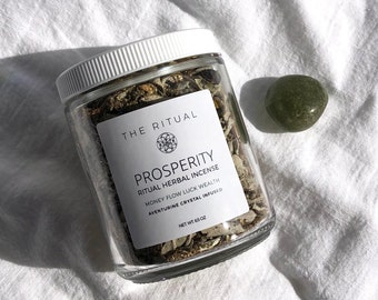 PROSPERITY Herbal Incense attract money flow, abundance, luck open to receiving money spells sacred rituals manifestation herbs aventurine