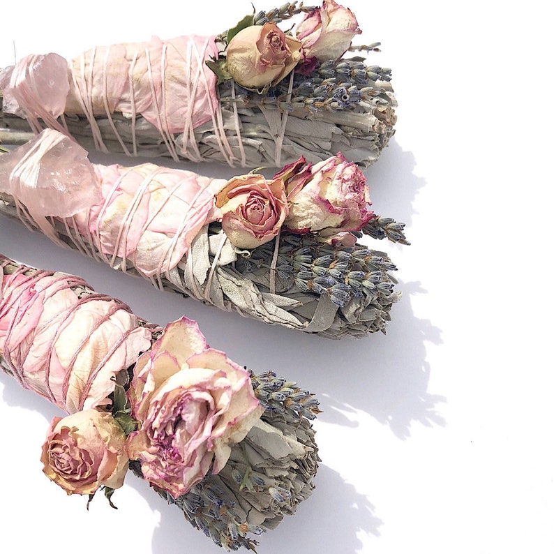 Love Smudge Rose Flower Ritual Smudge Sage stick Home Etsy