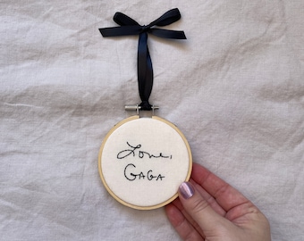 Custom Embroidered Handwritten Message Ornament, Personalized Gift for a Loved One, Hand Stitched Note, Custom Handwritten Gift for Family