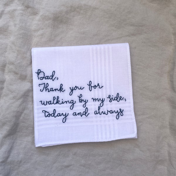 Hand embroidered handkerchief | Hanky for wedding day | Father of the bride quote | Wedding gift for dad | Pocket square