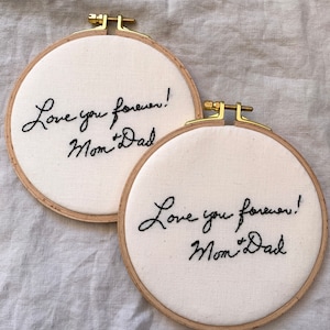 Custom Embroidered Handwritten Message | Embroidery Hoop Wall Hanging