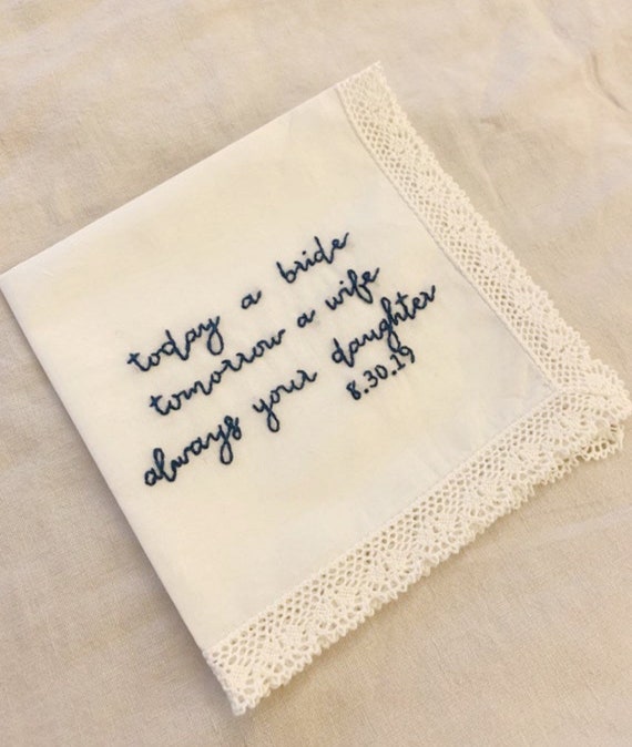Mother Of The Bride Embroidered Hanky Personalized Wedding Etsy