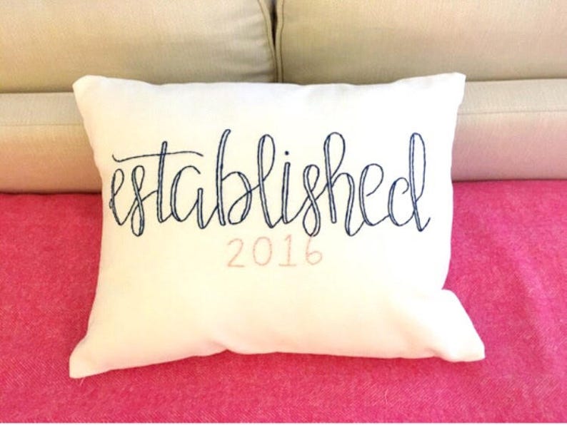 Established Pillow Cover Embroidered Wedding Pillow Etsy