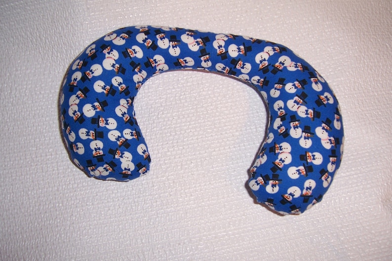 Baby Neck Roll Pillow blue with tiny snowmen Etsy