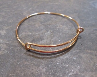 Light Gold Child Size Adjustable Bangle Bracelet 2 1/4" diameter Children's bangle bracelet High Quality Shiny light gold finish