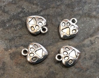 Paw in Heart Charms package of 4 charms