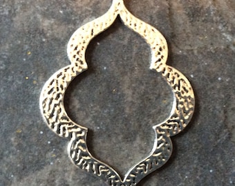 CLEARANCE Large Antique silver Quatrefoil pendants One piece