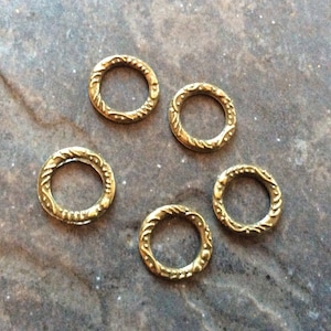 Antique Bronze circle connectors with textured finish Package of 5 connectors for jewelry making Earring findings