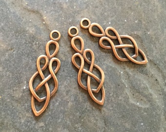 Copper Celtic knot pendant charms package of 3 beautiful quality Irish charms