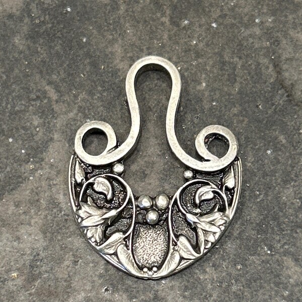 Ornate half Circle Pendant in semi matte silver High end statement necklace pendants One pendant from Turkey