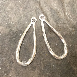 Silver rustic open teardrop Earring Findings Package of 2 Boho style earring supplies