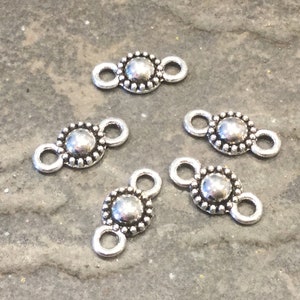 Silver ball connectors with oxidized silver edge Package of 4 connectors Great for Earrings and jewelry making