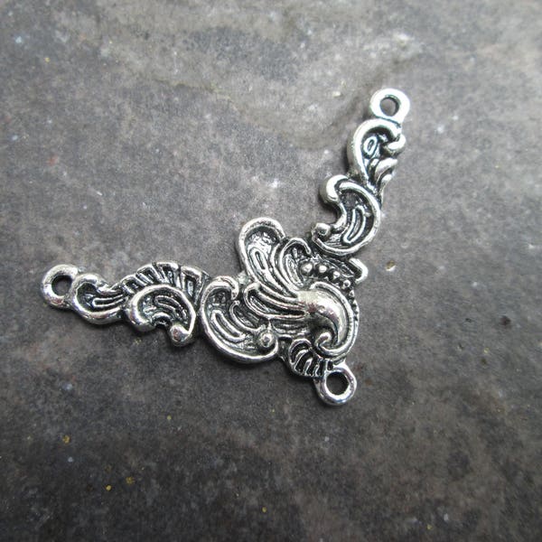 Ornate silver Y necklace connector V shaped necklace connector sold per piece